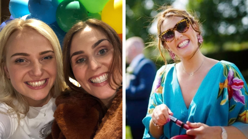 Photo of alice and mary next to a photo of just Mary smiling